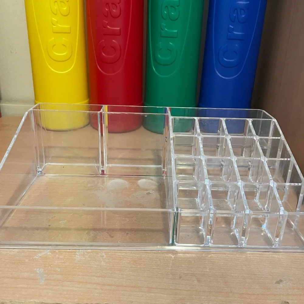 Clear Acrylic Makeup & Desk Organizer - Transparent Home Storage Set of 2